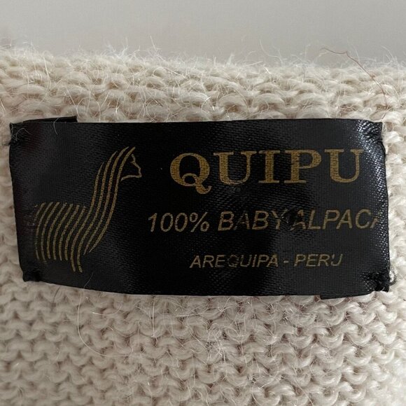 Quipu 100% Baby Alpaca Scoop Nk Knit Cardigan Funky Retro Vibes Cream Multi XS/S - Picture 9 of 12